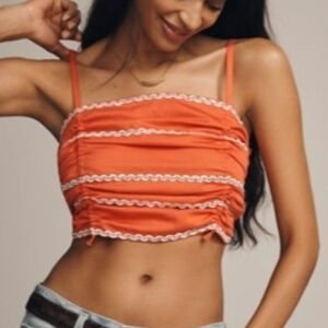 NWT Anthropologie Orange Ruched Crop Top